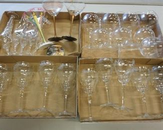 1053	LOT OF ASSORTED WHEEL CUT AND CLEAR STEMWARE
