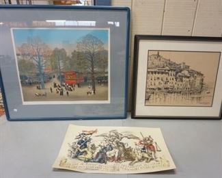 1073	3 PC ARTWORK LOT INCLUDING MICHEL DELA CROIX
