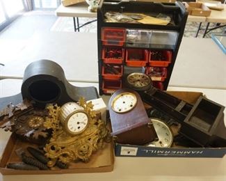 1074	LOT CLOCK CASES, MOVEMENTS AND PARTS
