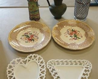 1080	LOT ASIAN FIGURE, SELTZER BOTTLE, MILK GLASS
