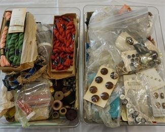 1103	TWO BOXES OF SEWING SUPPLIES INCLUDING BUTTONS
