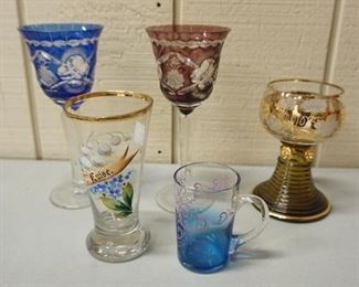 1164	5 PC LOT OF CUT & DECORATED STEMWARE
