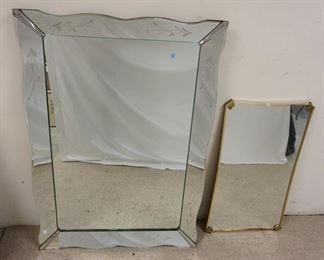 1170	2 WALL MIRRORS-LARGE CUT MIRROR AND ONE IN A BRASS FRAME
