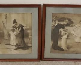 1173	2 LARGE FRAMED PRINTS-FAMILY SCENES
