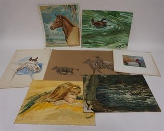 1177	LOT OF UNFRAMED ARTWORK

