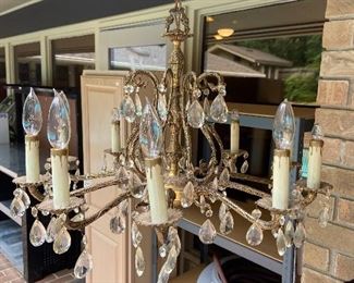 Brass candelabra with prisms.