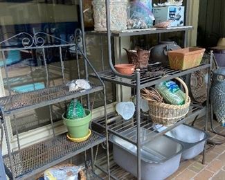 Iron baker's racks, new double metal sink, more planters.