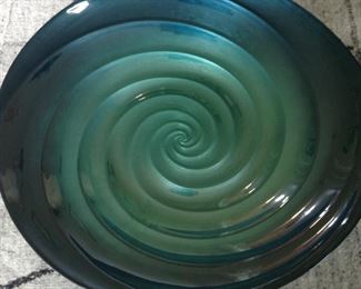 Swirl Glass Table Top Bowl, ocean colors 17"  $40