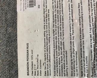 Pottery Barn Rug set - label