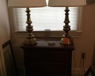 Pair Lamps & small chest 2 drawers