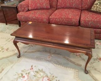 $195 rectangular burl coffee table 46”H x 20”D x 18 1/2” H