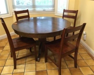 $350 Kitchen table antique oak and four modern chairs