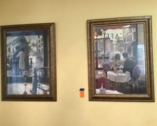 Set of two French street scene prints $58