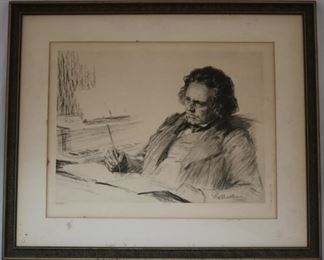 Lot# 24 - Signed Bethoven pencil drawing