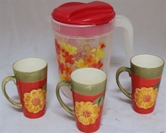 Lot# 59 - Pitcher with mugs