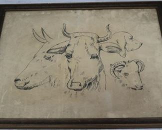 Lot# 75 - Pencil drawing of Animals