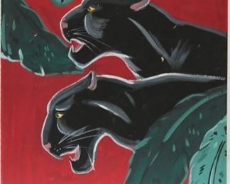 Lot# 81 - Black Panthers Painting