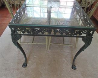 Glass Top Ornate Vintage Dining Table Indoor or Outdoor