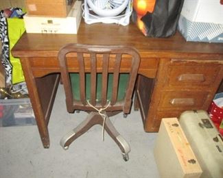 Vintage Bankers Desk & Chair

