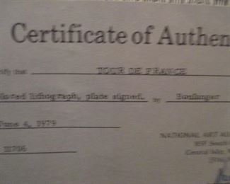 Boulanger "Holiday On Wheels", Lithograph Plate Signed With Certificate of Authenticity
Boulanger "Tour De France", Lithograph Plate Signed With Certificate of Authenticity