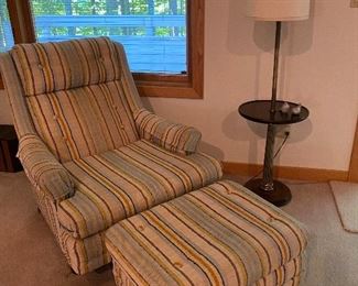 Vintage upholstered chair and ottoman. Very clean