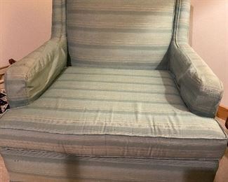 Pair of vintage Shaw custom silk upholstered chairs