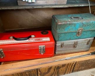 Vintage tool boxes with tools