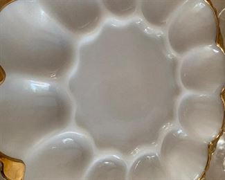 Antique milk glass deviled egg plate