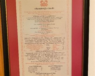 Vintage menu Charlie’s Crab