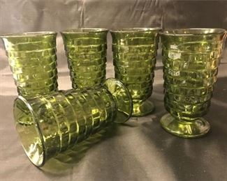 1. Green Whitehall Tea Glasses, 5 pc