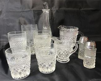 2. Vintage Diamond Cut Glass, 11 pc set