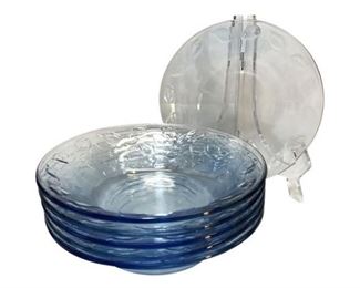 8. Blue Glass Soup Bowls, 6pcs