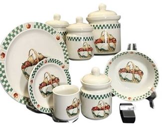 18. Lovely, 44 pc Gibson Apple Dishes Canister Set