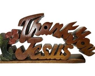 43. Thank You Jesus Wood Carving