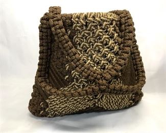 73. Macram Brown Tone Ladies Handbag