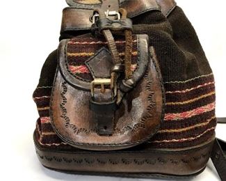 77. Sling Back Purse Leather  Woven