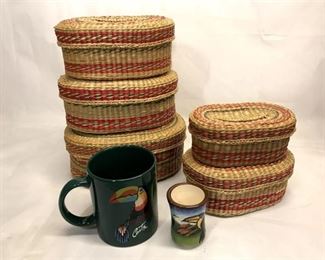 80. Costa Rica CupShot Glass w Nesting Basket Set