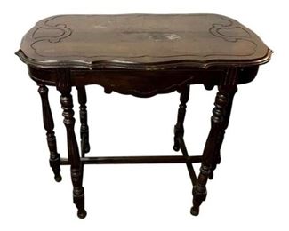 99. Mahogany Table, 32Wx19Dx29.5H, shows some finish ware