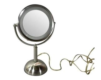 117. Nickle Plated Lighted Makeup Mirror
