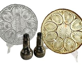 130. Wm A Rogers Oneida SP wClear  Amber Bowls