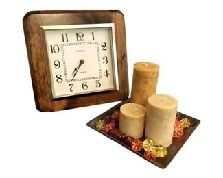 167. Square Wall Clock Decorative Candle Set