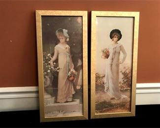 172. 2, Vintage Style Framed Pictures of Ladies