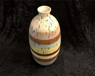 198. 15.5 Multi Color Stripped Pottery Vase