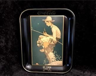 200. Coca Cola Tray Norman Rockwell  Boy Fishing