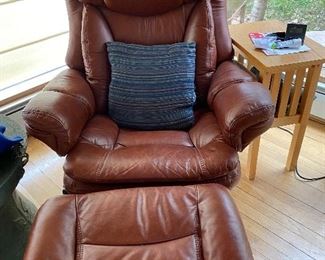 Lane leather chair and ottoman