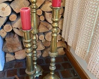 Large brass candle pillars from Mexico