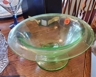 Vintage green glass bowl