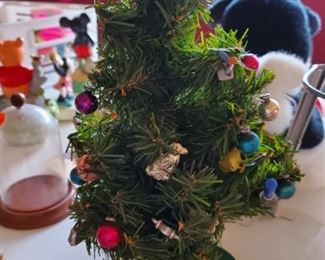 Mini christmas tree with vintage ornaments