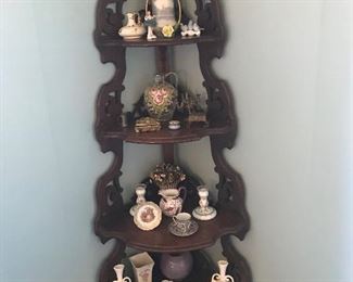 Corner Etagere with collectibles from around the world