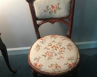 Needlepoint chair with beautiful carving